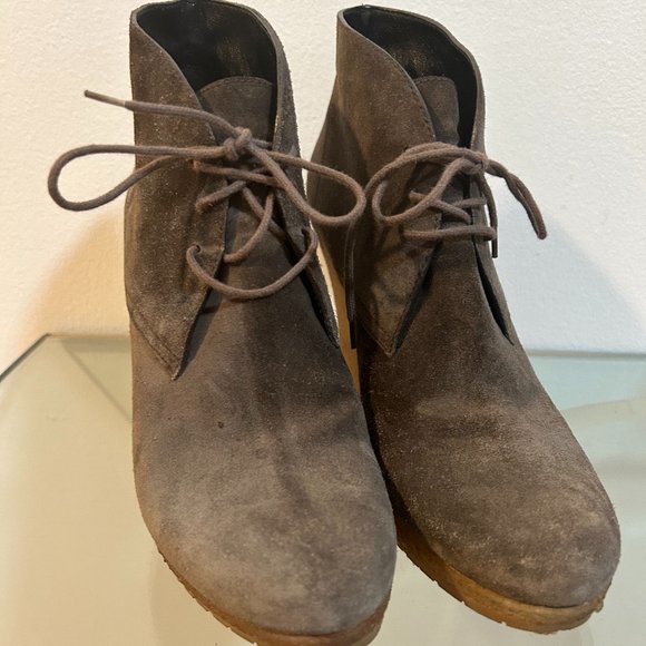 Prada Lace Up Brown Suede Boots - Picture 2 of 5